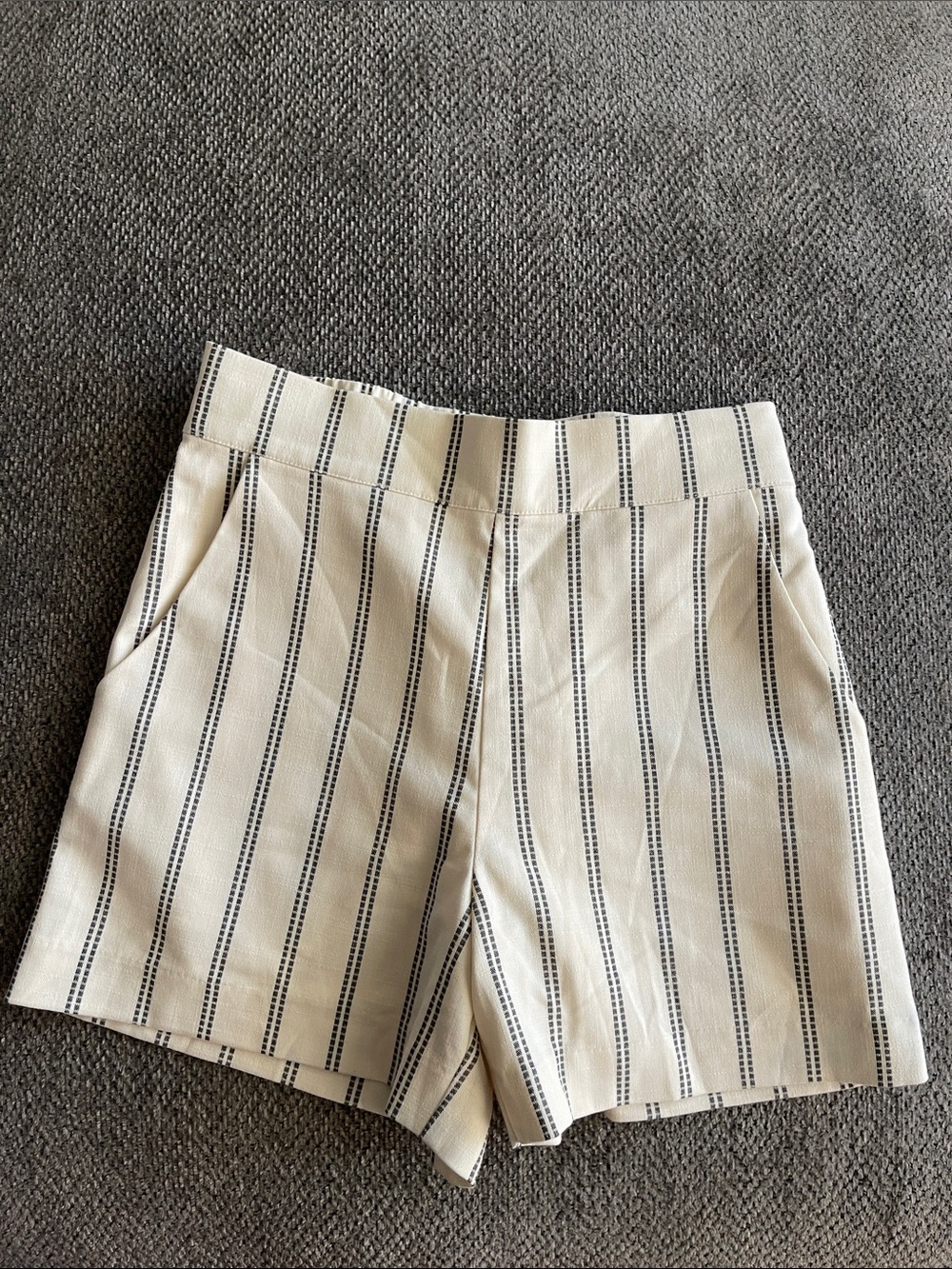 Gianni Bini Cream and Black Striped High-Waist Shorts